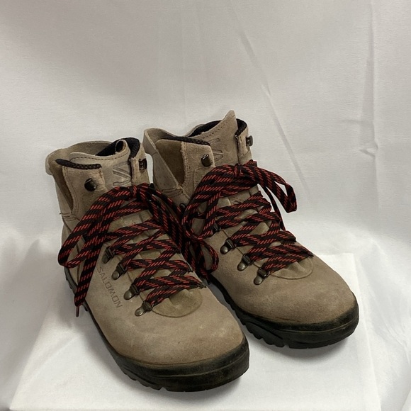 Salomon Tan and Red Ankle Boots - Picture 1 of 6